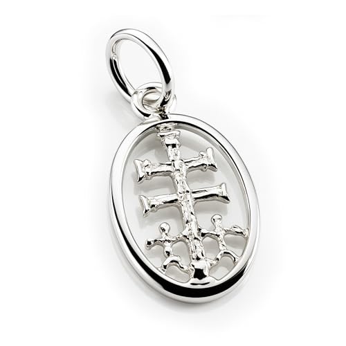 Only faith Colgante Cruz de Caravaca en Plata de Ley 925, 2 cm, Acabado Pulido Espejo, Medalla Religiosa Unisex con Diseño Calado
