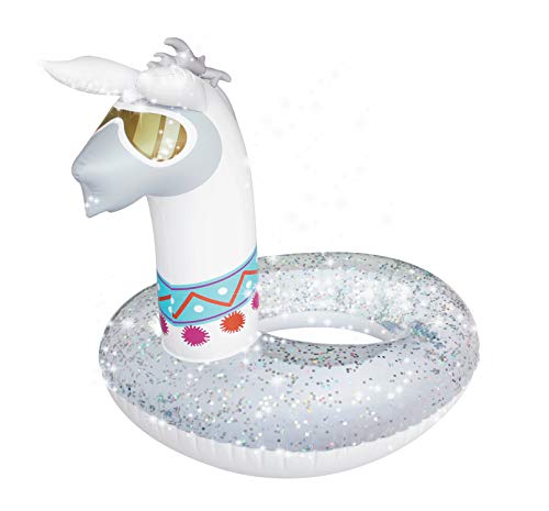 Splash Buddies Llama Pool Float Glitter Inflatable Swim Ring -- Fun Beach and Water Toy Lounge for Kids, Adults Alike