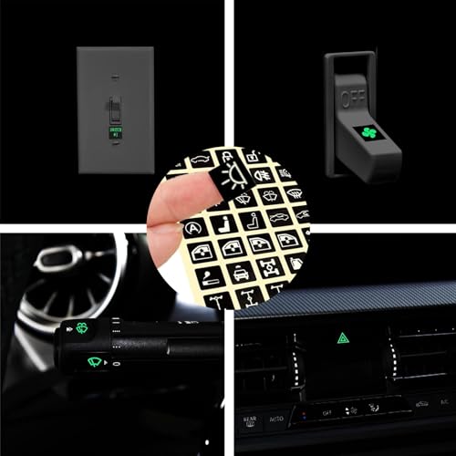Image of 117 PCS Car Center Console Switch Button Luminous Sticker, PET Waterproof Wear-Resistant Night Safety Switch Sticker, AC Instrument Panel Button Decal, Universal for Cars (Fluorescence Green)