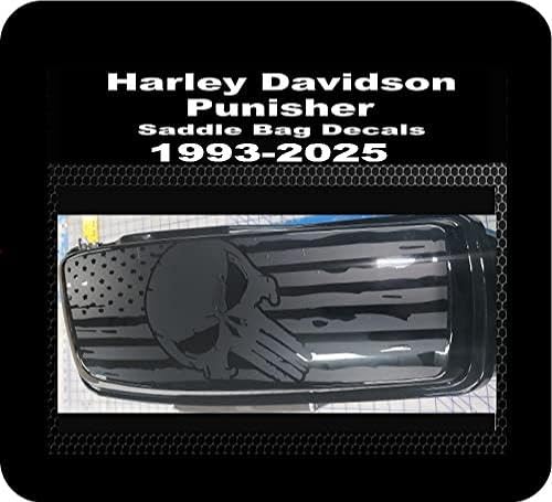 Cbcdecals- American Flag Saddle bag Lid Decals with Skull custom made to fit 1993-2025 Model Harley Davidson Tour Bikes