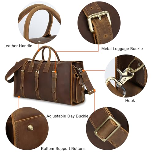 Crazy Horse Leather Travel Duffel Bag for Men and Women Carry On Bags Weekender Business Suitcase3