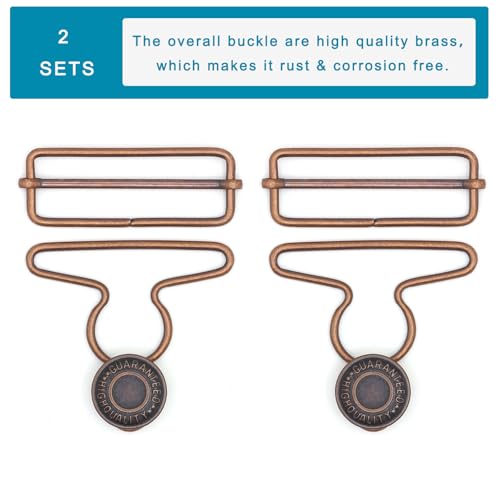 image for Enosea 2 Sets 2 inch Overall Buckles Replacement, Metal Suspender Buck