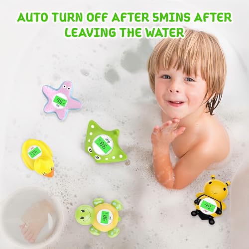 Image of Baby Bath Thermometer, Floating Digital Water Thermometer with 3-Color Backlit Temperature Alert, BPA-Free Waterproof Bath Toy, Accurate LCD Display for Infant, Toddler, Kids & Pets