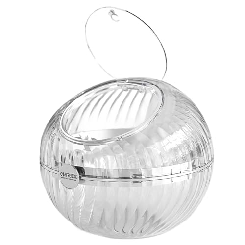 Muzrunq Contenitore per cialde di caffè, capacità, in plastica Trasparente, con Coperchio Antipolvere, Cestino portaoggetti per Ufficio, Cucina, bancone