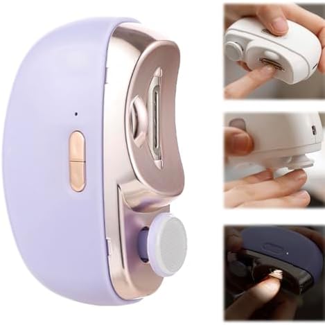 Electric Nail Clipper, Electric Nail Clippers for Seniors with LED Light, Cordless Automatic Nail Trimmer with Adjustable Speed for Fingernails and Toenails (2 Speed Settings, Purple)