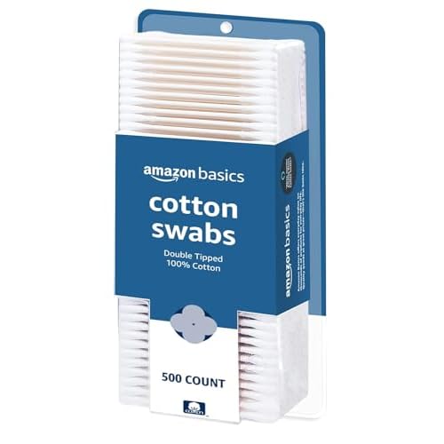 Amazon Basics Cotton Swabs for Personal Hygiene and Baby Care, 500 Count, 1 Pack