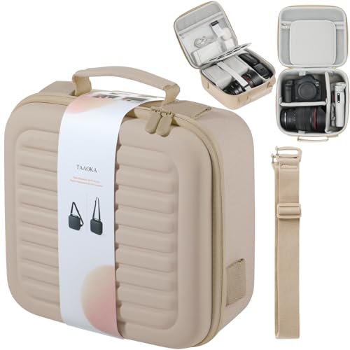 Camera Case Compatible with Canon EOS Rebel T7/R50/R6 Mark II/R100/R50 V/T6/R8/R10/R5 Mark II/RP/R7/5D Mark IV/SL3/R5/T100 DSLR SLR Camera, Lens and Tripod with Moveable Dividers and Shoulder Strap by TAAOKA - Used condition - US$26.99