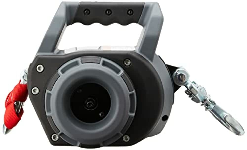 WARN 101575 Treuil à perceuse Portable, avec Corde synthétique de 12,2 m : capacité de Traction de 340 kg, Gris