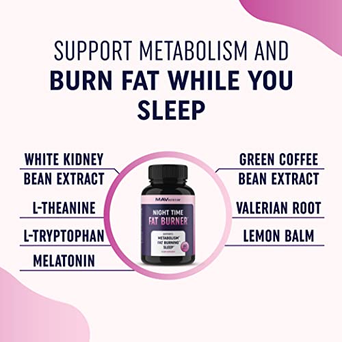 Night Time Fat Burner Weight Loss Support For Women | Appetite Suppressant And Metabolism Booster | Nighttime Shred Fat Burners With Melatonin To Boost Weight Management Overnight (60 Caps) #TOP3