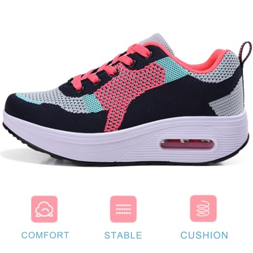 Image of RUIDENG Platform Sneakers for Women Air Cushion | Walking Shoes Women Comfortable All Day | Thick Rocker Bottom
