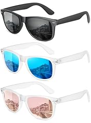 (3 Pack) Matte Clear Frame/Black + Blue + Pink