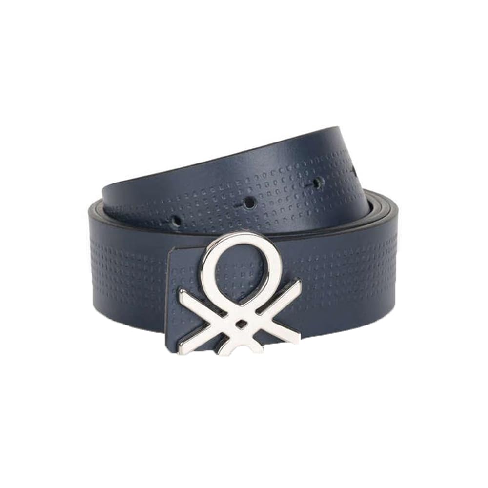 UNITED COLORS OF BENETTON Castello Men Leather Belt - Navy+Black, XL 1.10m