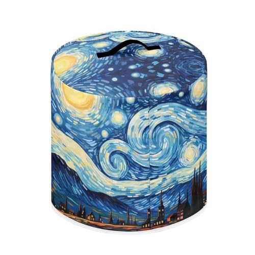 Image of Starry Night Oil Painting Pressure Cooker Lid Cover Artistic Appliance Decorations Recyclable Waterproof Kitchen Accessories Suitable for Round Square Pots Air Fryer Dust Cover