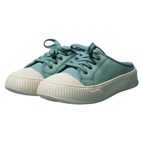 Image of Theater Women Elves Lace-Up Mule Sneakers | Canvas Upper with Cushioned Sole | Lightweight Comfort for Casual & Travel Styling