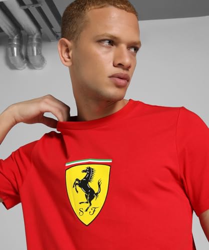 Puma Ferrari Race - Camiseta de Manga Corta para Hombre, diseño de Escudo Grande, Rosso Corsa, XXL