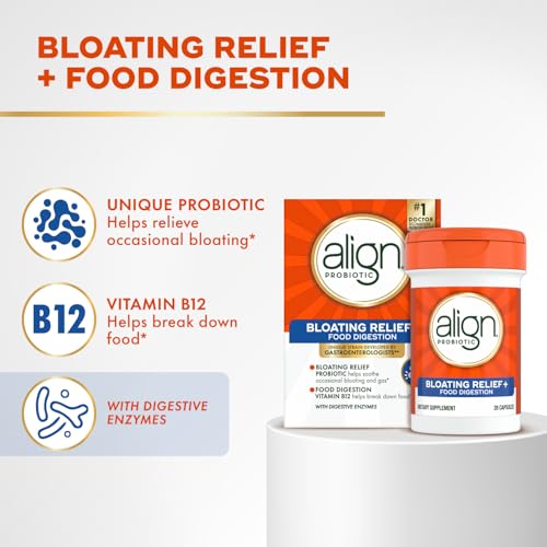Align Probiotic Bloating Relief + Food Digestion, Probiotics for Women and Men, #1 Doctor Recommended Brand‡, Promotes Digestive Health and Helps Support the Metabolism of Food*, 28 Capsules