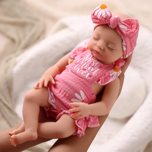 BABESIDE 12 Inch Full Silicone Reborn Baby Doll Girl, Realistic Newborn