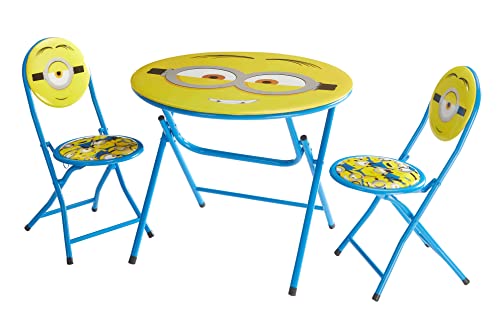 Image of Minions 3 Piece Foldable Round Table and Chair Set, Ages 3+