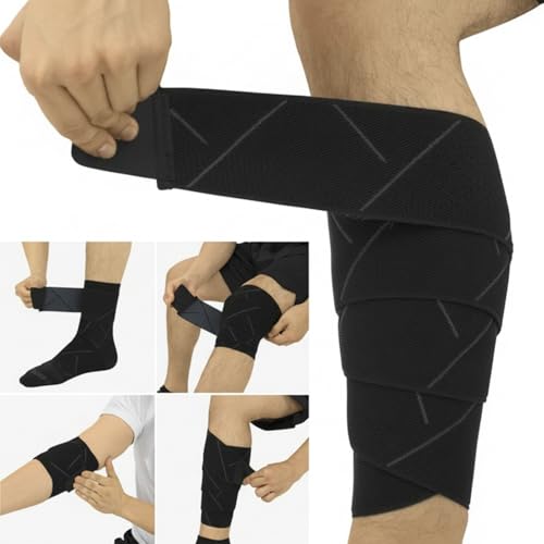 Vive Elastic Knee Wrap - Ankle, Foot, Calf & Wrist Support Wraps for Pain Relief - Compression Bandage for Legs - For Edema, Weightlifting, Sports, Plantar Faciitis, Stabilizing Ligaments, Joint Pain (One Size)