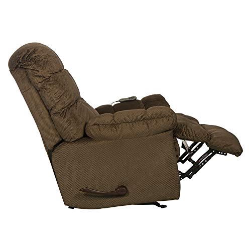Catnapper Batts Chaise Rocker Recliner With Heat & Massage In Brown Polyester Fabric #TOP6