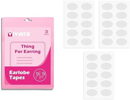 - VIVNITS Invisible Ear Lobe Support for Earrings Earlobe Tapes and Stickers Earring Supporter for Heavy Earrings Support Patches Girls & Women (Pack of 30)