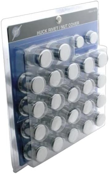 United Pacific 10773 Wheel Lug Nut Cover, Huck Rivet/Nut Cover Set, Chrome, Plastic