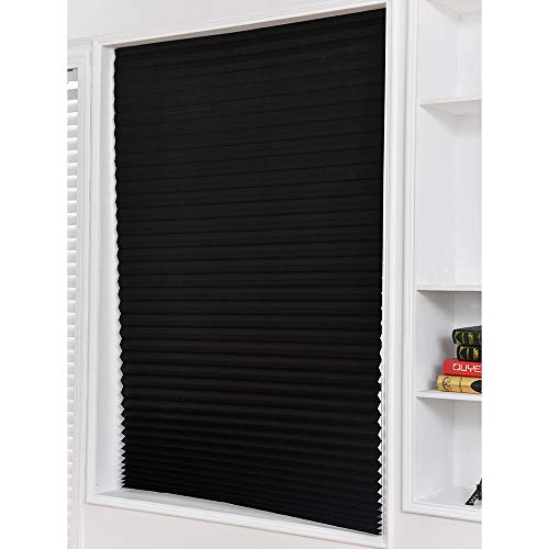 Decdeal Blackout Pleated Window Shades Window Blind Blackout Light Block Cordless Black 35"X71", 1 Pack - Thumbnail 7