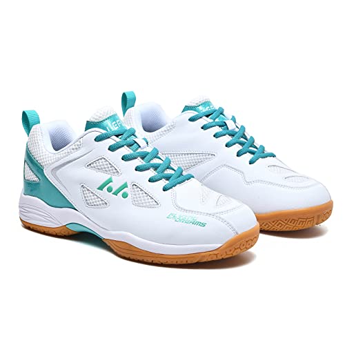 Condromly Women's Light 22 Lightweight Cushioning Pickleball Court Shoes (White/Mint Green, 41) #TOP2