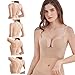 Produktbild BKEPDY Damen BH ohne Buegel Tiefer V-förmiger Push Up BH Komfort Glättende Frau Nahtlos BHS Sexy Tief Ausgeschnittene Unterwäsche mit Wandelbaren Transparenten Trägern (Haut 36/80AB)