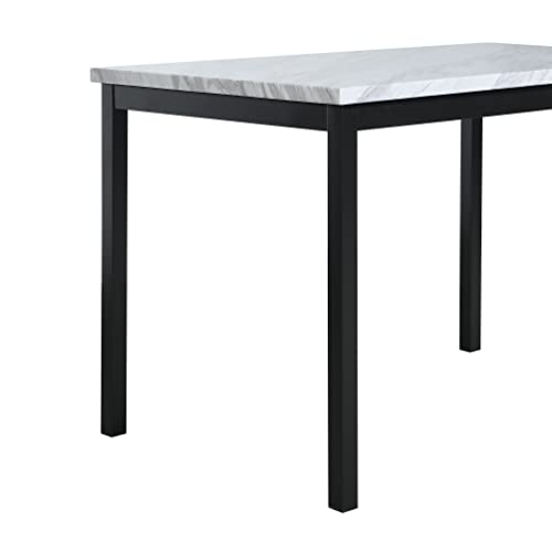 Roundhill Furniture Noyes Metal Dining Table With Laminated Faux Marble Top, 28.50 X 45.00 X 30.00 Inches, Off-White #TOP2