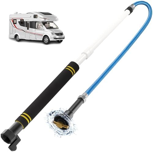 Frebuta Rv Tank Rinser,62.5" RV Holding Tank Swivel Stik Rinser 304 Stainless Steel Hose with Flexible Rotary Cleaning Sprayer For Camper Toilet RV Black Water Tank Cleaner Wand and Garden (62.5in)