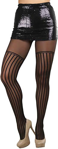 Image of ToBeInStyle Womens High Fashion Sheer Full Footed Vertical Stripe Tights