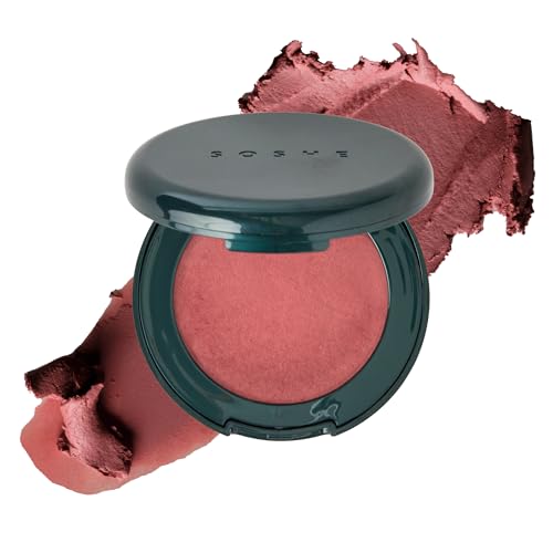 SOSHE Beauty - Blurring Pillow Blush | Featherlight Cushiony Cream to Powder Formula | Squalane Cucumber Seed Extract Ashwagandha Root | Vegan Clean Cruelty-Free (Rosy Rest Dusty Pink)