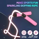Flintronic Skakanka dla dorosłych, 280 cm, Speed Rope ze światłem LED, regulowana, skakanka z antypoślizgowymi uchwytami do treningu interwałowego (różowa, B)