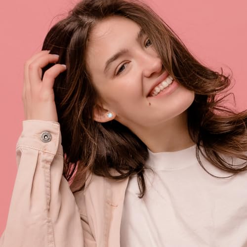 Natural Raw Gemstones Stud Earrings for Women in Sterling Silver, Birthstone Jewelry Gifts for Her Birthday, Anniversary, Graduation (Prong-Set, 6x5.5mm)4