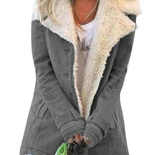 DaYee para Mujer Caliente Largo Ocasional Parka Abrigos de Invierno de Las señoras de Piel Falsa Fleece Jacket Outwear (2XL,Gray)