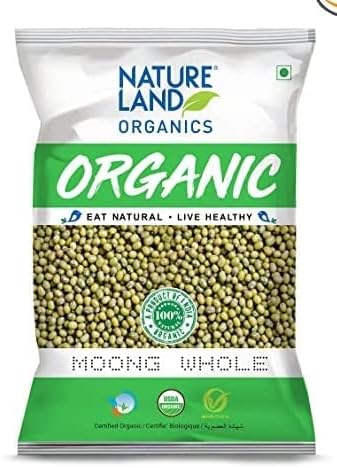 Natureland Organics Moong Sabut / Whole Daal 500 Gm - Organic Healthy Pulses Pack of 3