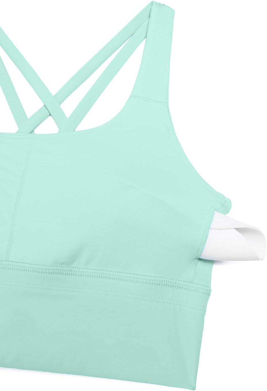 CRZ YOGA Naked Feeling Strappy Longline Sports Bras for Women - Medium Impact Criss Cross Yoga Padded Workout Crop Top - Image 5