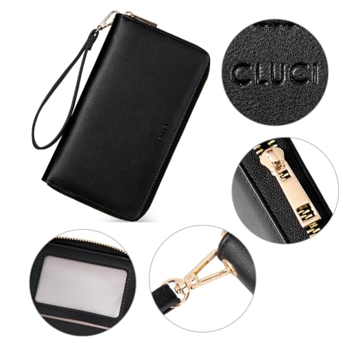 Image of CLUCI Women Wallet Large PU Leather Wristlet Purse for Women RFID Blocking Zip Around Card Holder Ladies Travel Clutch | RFID