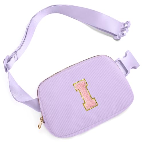 Image of Gitus Initial Fanny Pack Belt Bag Crossbody Bag for Teen Girls Birthday Gifts - Trendy Stuff Personalized Gifts Preppy Stuff (Lavender-I)