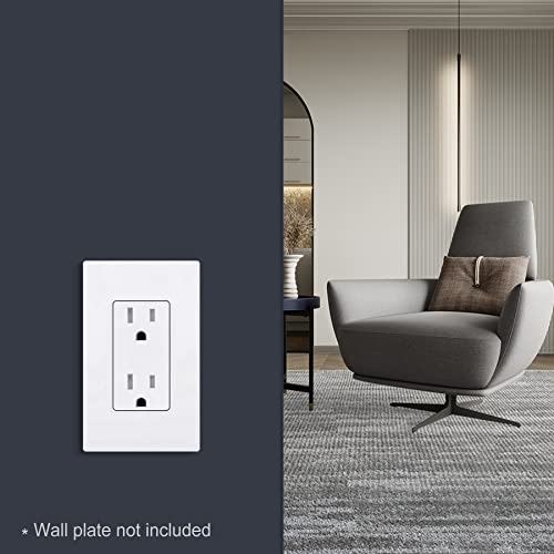 (20 Pack) Cml 15 Amp Matte White Decorator Wall Receptacle Outlet, Child-Safe Tamper Resistant Standard Electrical Outlets, 15A/125V, 3-Year Warranty, Ul Listed #TOP6