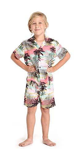 Image of Boys' Aloha Shirt Cabana Set in Signature Prints | Button Front Shirt; Soft Rayon Fabric; Signature Tropical Prints; Lightweight Comfort; Vacation Ready