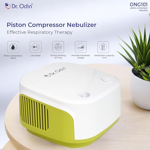 Image of Dr. Odin ONG 101 Smart Portable Nebulizer | Whisper-Quiet Operation | Pediatric to Adult Use | Compact & Efficient Design | Proudly Made in India | Stylish (White & Green)