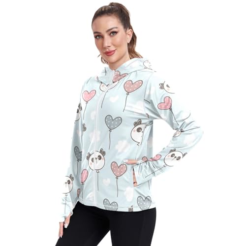 KLL Moletom com capuz de praia para acampamento com proteção FPS 50+ moletom moderno Panda fofo azul