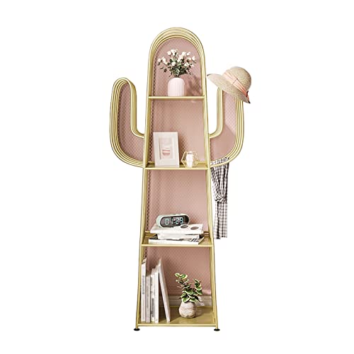 4-Tier Bookshelf, 59.1 Inch(150 Cm) Metal Simple And Creative Bookcase, Cactus Shape Display Rack, High Capacity Storage Rack Shelf For Office, Bathroom, Living Room, Easy Assemble, 46X30X150Cm, 5 Col #TOP6