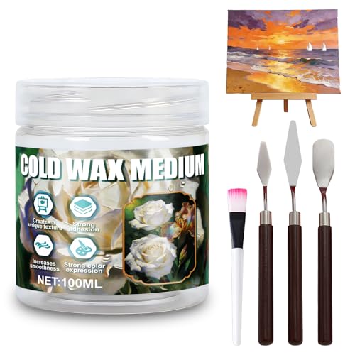Overzyn Cold Wax Medium Cold Wax Watercolor Wax Sealer Cold Wax Medium for Oil Painting Creating Transparency and Smoothness Enhance Adhesion Protect Painting Easily Mixes with Oil Paints 3.33 Oz