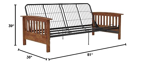 DHP Brixen Cherry Wood Arm Metal Futon Frame with 6-Inch Mattress, Full, Tan - Thumbnail 3