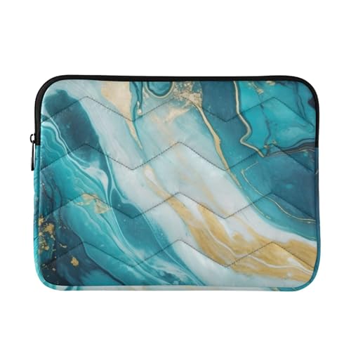 Funda para portátil 13-14 pulgadas con diseño mármol blanco y teal