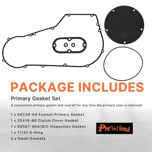 Image of 1994-2006 Softail & Dyna Primary Cover Gasket Kit Clutch Cover Oil Seal Set for Harley 1994-2005 Dyna & 1994-2006 Softail All Models, 4 PCS