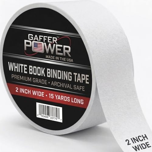 Gaffer Power White Book Binding Tape 2 in x 15 Yds, Acid Free, USA Made